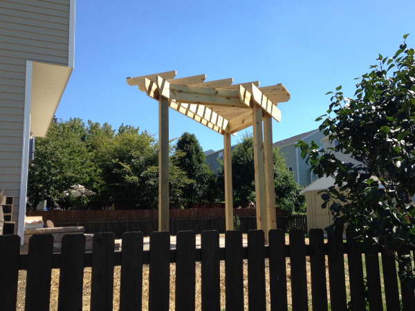 Custom built angled pergola in Lancaster